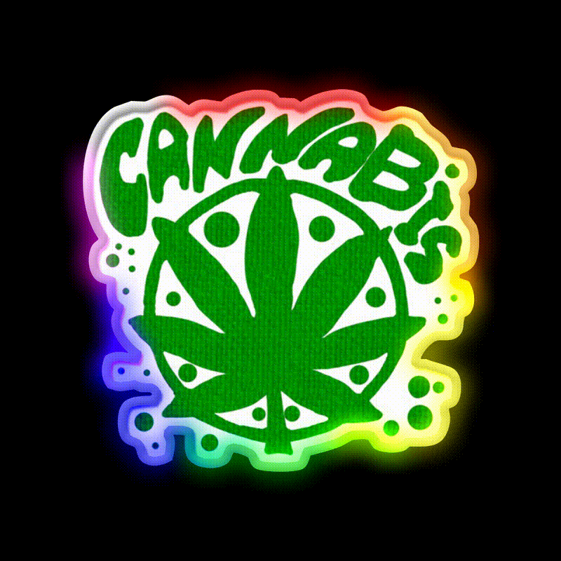 Cannabisskull Skull Hemp Inspired Green Leaf Led Neon Sign 420 Neon Decor Rgb Color - LED neon sign close-up detail
