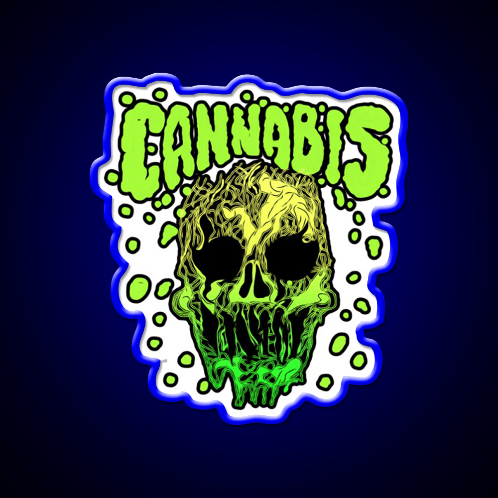 Cannabisskull Skull Hemp Inspired Green Leaf Led Neon Sign Rgb Color - Shineneon
