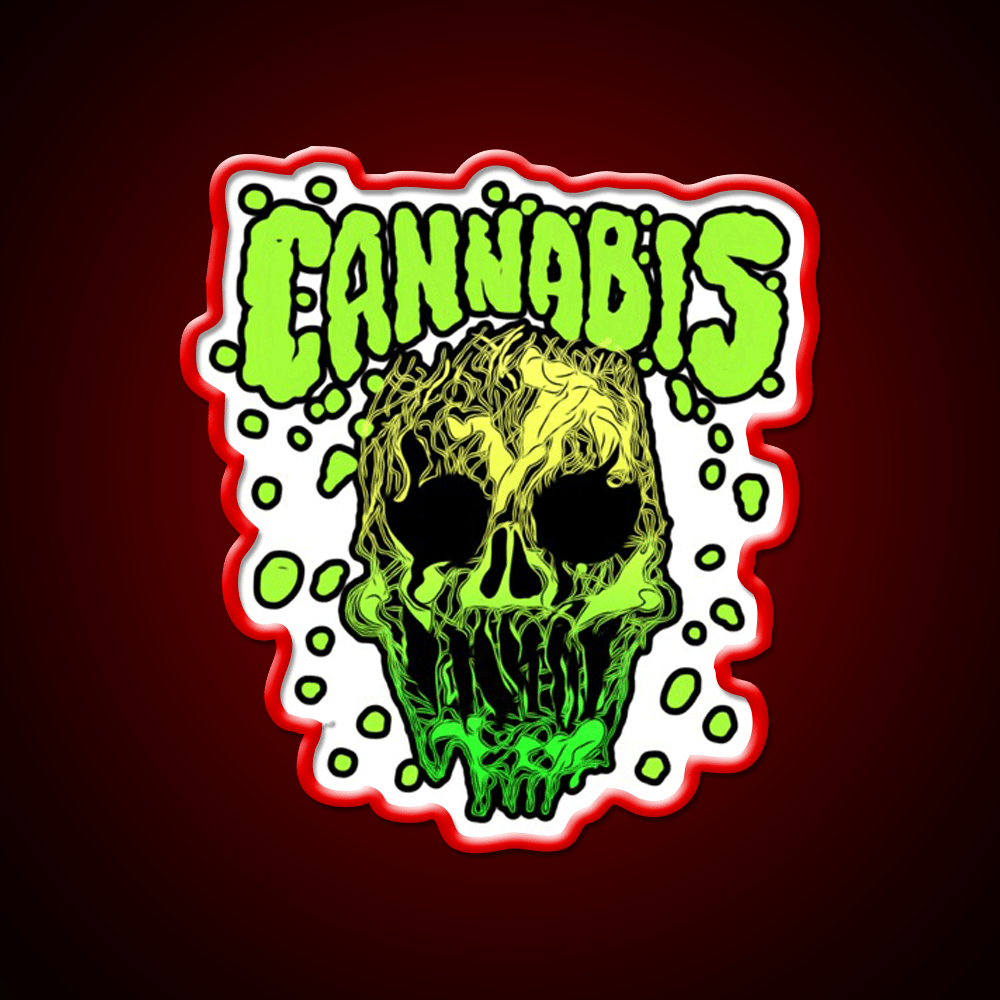 Cannabisskull Skull Hemp Inspired Green Leaf Led Neon Sign Rgb Color - Shineneon