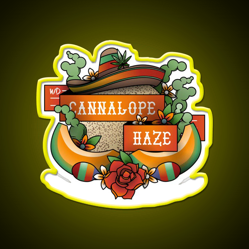 Cannalope Haze Hemp Inspired Green Leaf Led Neon Sign Rgb Color - Custom LED neon sign front view