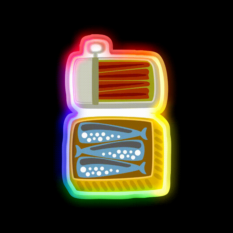 Canned Fish Snack Food Led Neon Sign Rgb Color - LED neon sign close-up detail