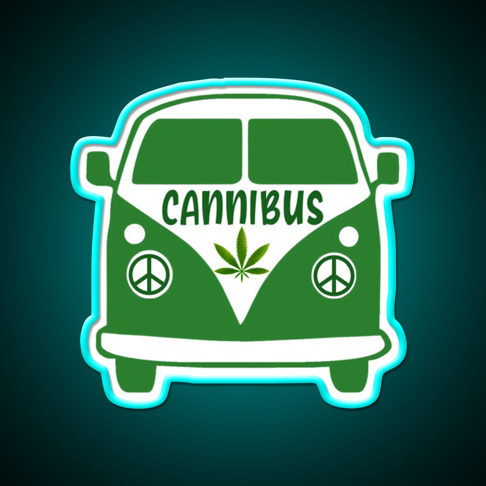 Cannibus Hemp Inspired Green Leaf Led Neon Sign Rgb Color - Size and dimension reference