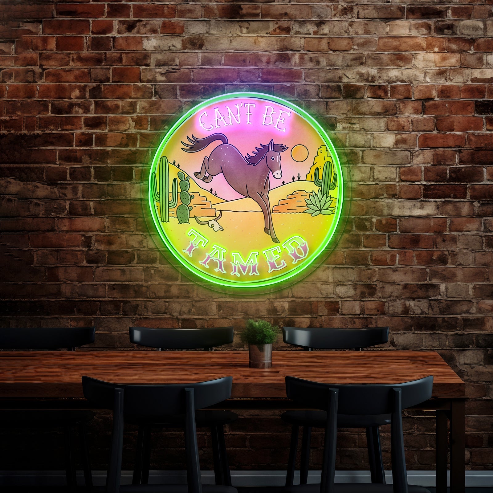 Cant Be Tamed Horse Desser Neon Signs - Shineneon