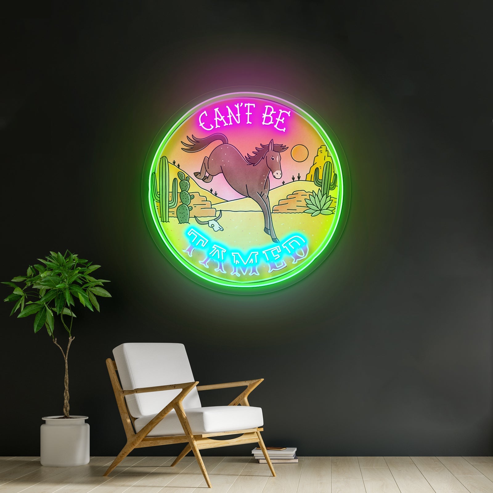 Cant Be Tamed Horse Desser Neon Signs - Shineneon