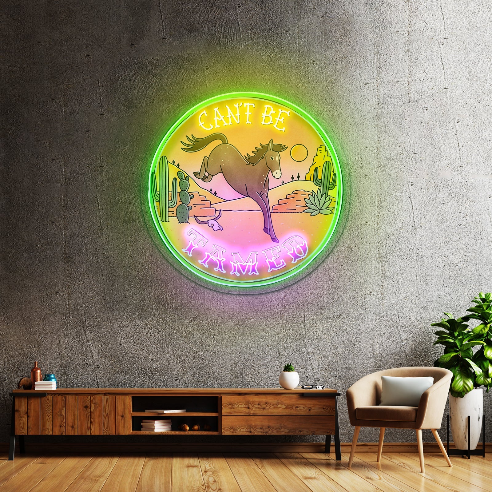Cant Be Tamed Horse Desser Neon Signs - Shineneon