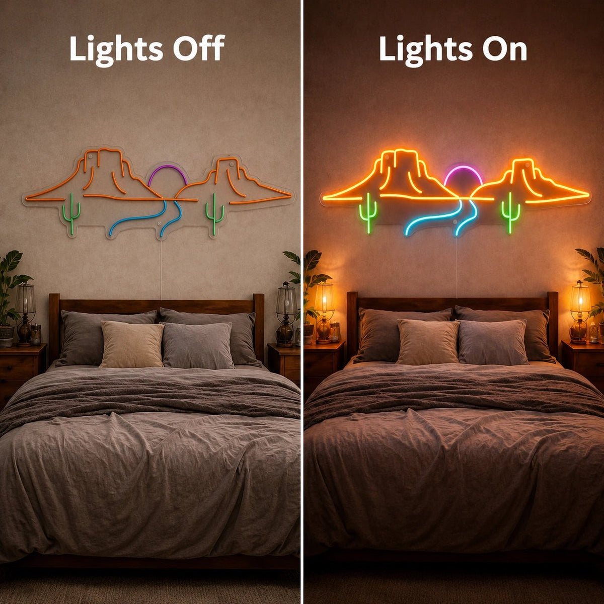 Canyon Cactus Sunset LED Neon Sign - Shineneon