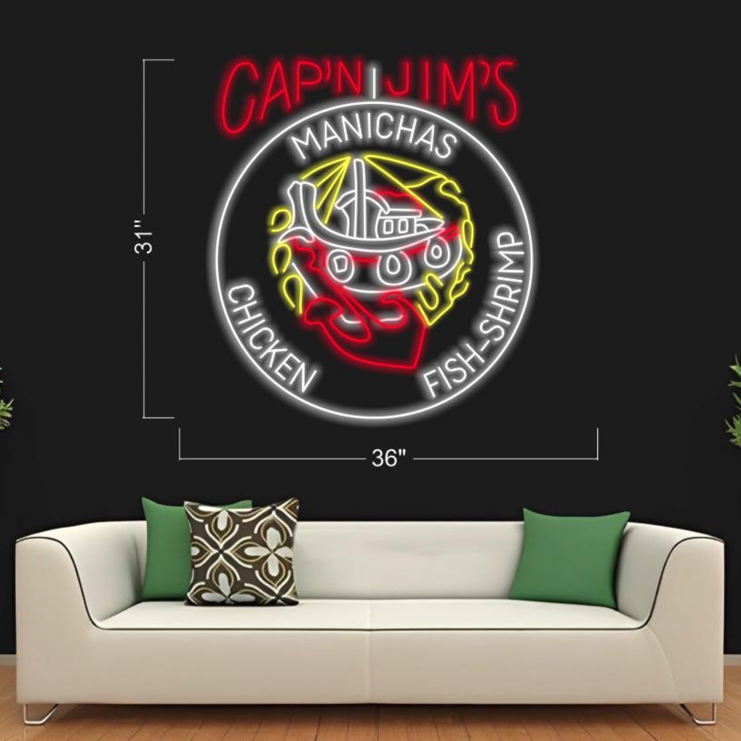Capn Jims Nautical Ship Chicken Fish Led Neon Sign For Restaurant Bar Decor | Shineneon