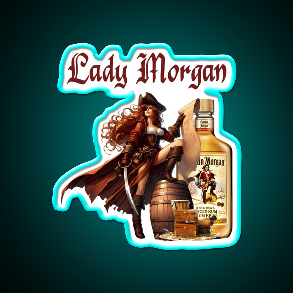 Captain Ladys Miss Morgan Cocktail Bar Decor Led Neon Sign Rgb Color - Size and dimension reference