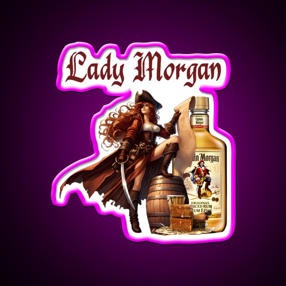 Captain Ladys Miss Morgan Cocktail Bar Decor Led Neon Sign Rgb Color - Neon sign mounted on wall in room