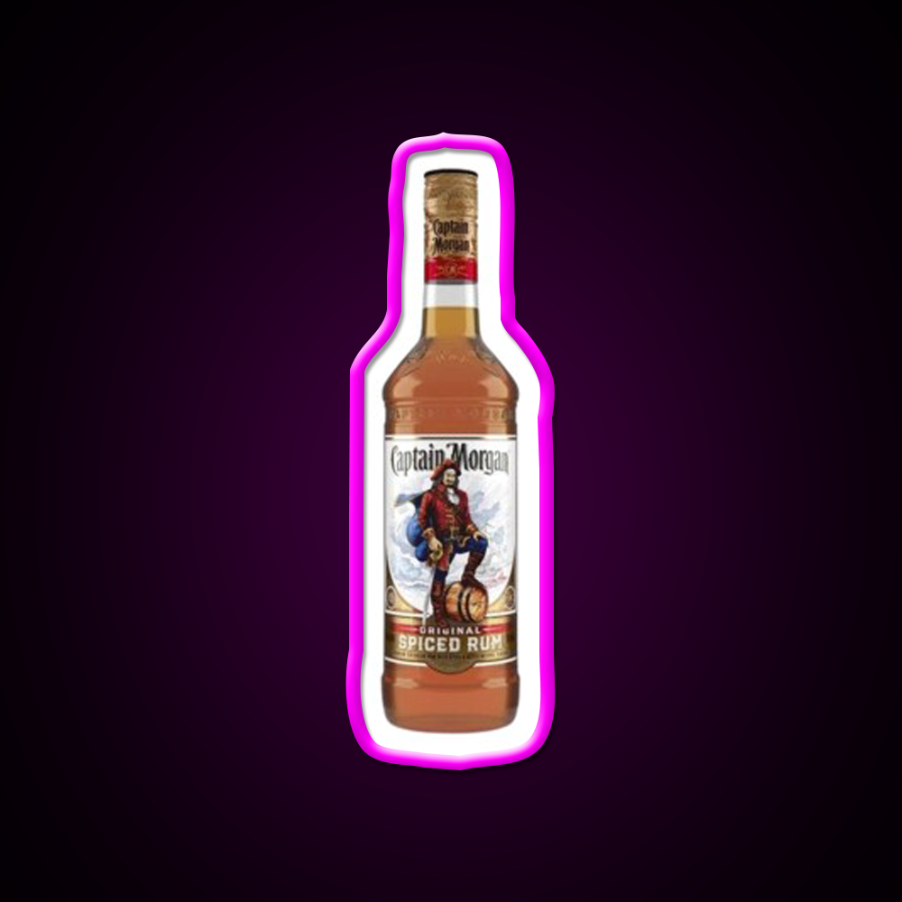 Captain Morgan Bottle Beer Bar Decor Led Neon Sign Rgb Color - Neon sign mounted on wall in room