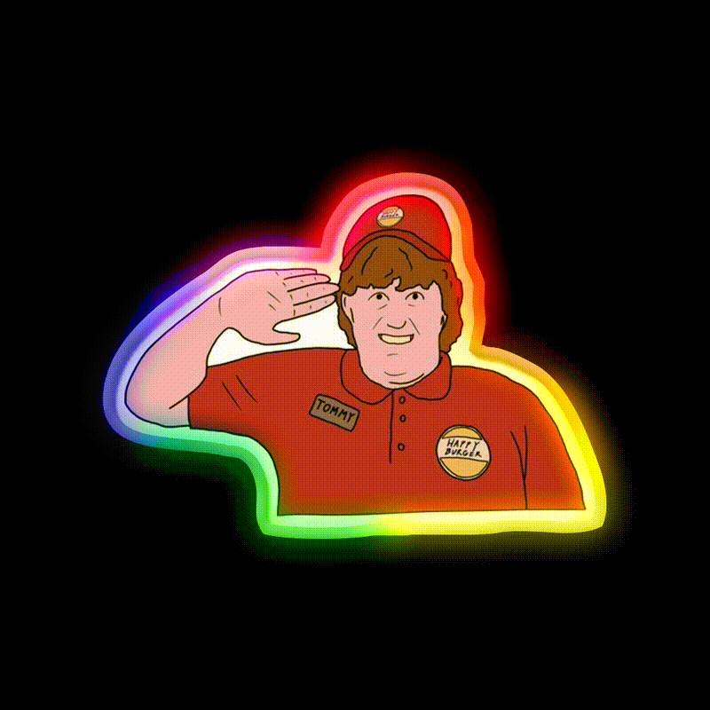 Captain Tommy Come Fly With Me Fast Food Led Neon Sign For Burger Place Rgb Color - LED neon sign close-up detail