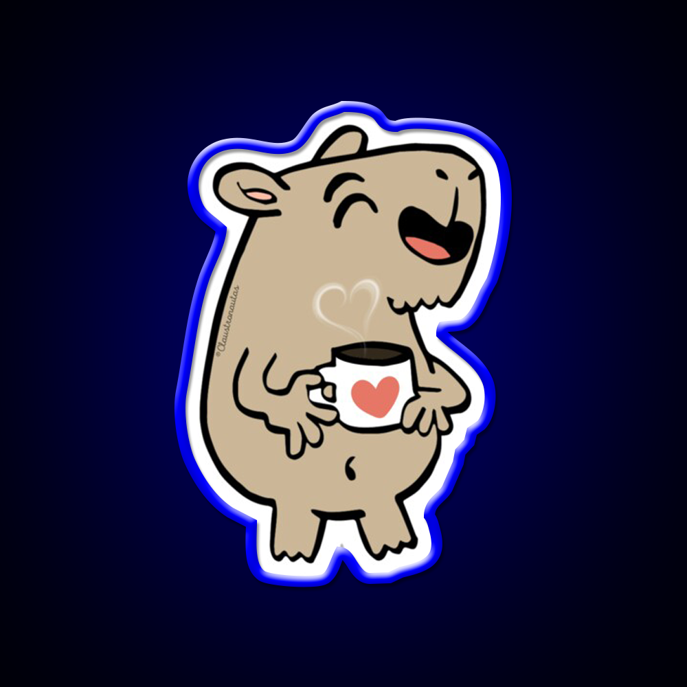 Capybara Coffee Lover Cafe Led Neon Sign Espresso Bar Art Rgb Color