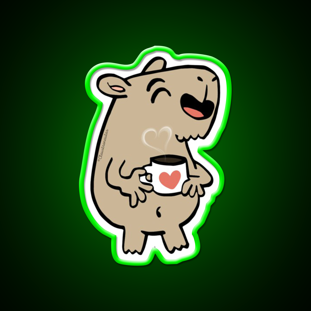 Capybara Coffee Lover Cafe Led Neon Sign Espresso Bar Art Rgb Color