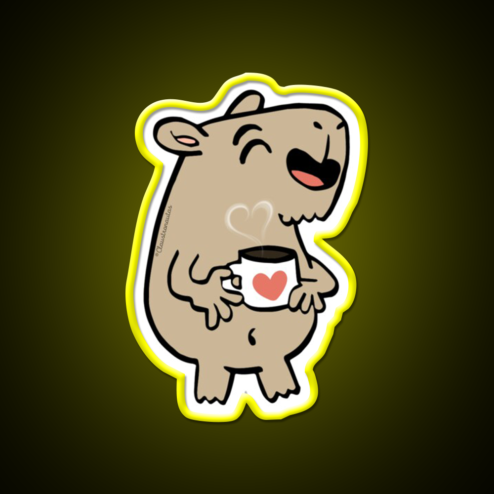 Capybara Coffee Lover Cafe Led Neon Sign Espresso Bar Art Rgb Color