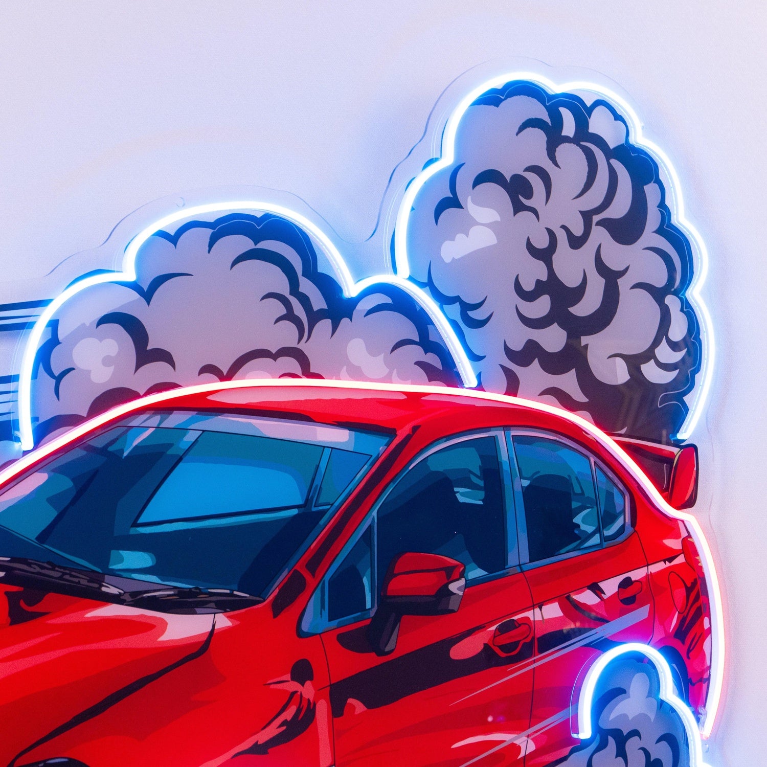 Car Fire Retro Truck Blue Red White Uv Printed Led Neon Sign For Home Bar Garage Decor | Shineneon