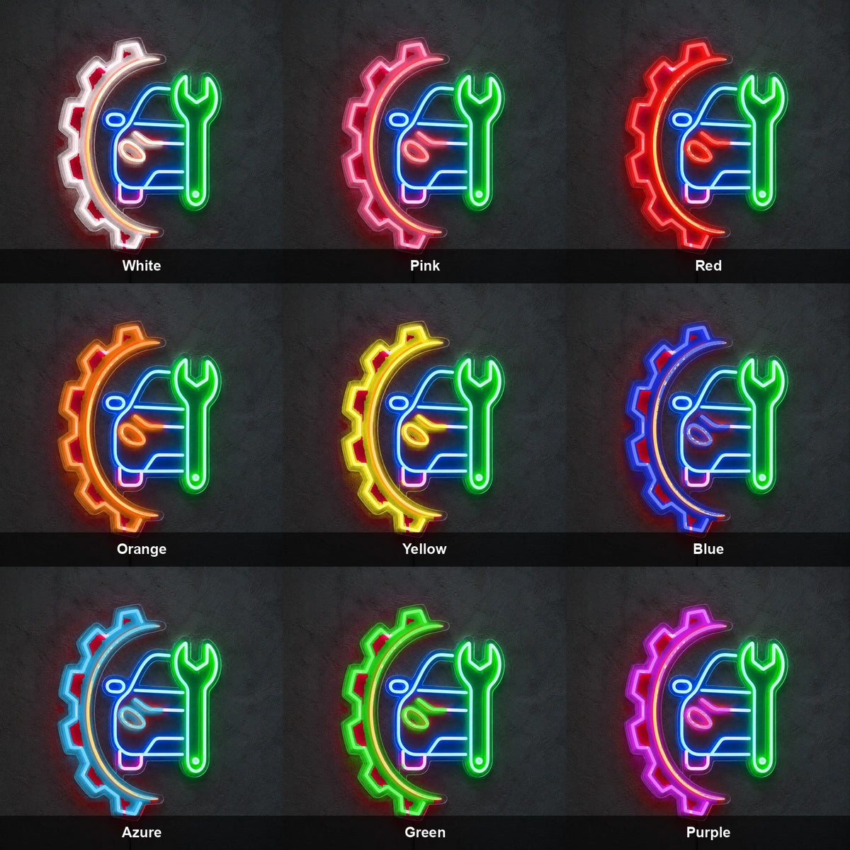 Car Service Gear Wrench LED Neon Sign - Shineneon