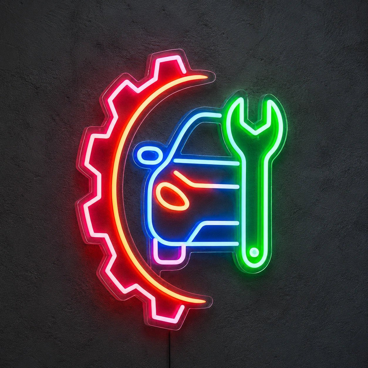 Car Service Gear Wrench LED Neon Sign - Shineneon