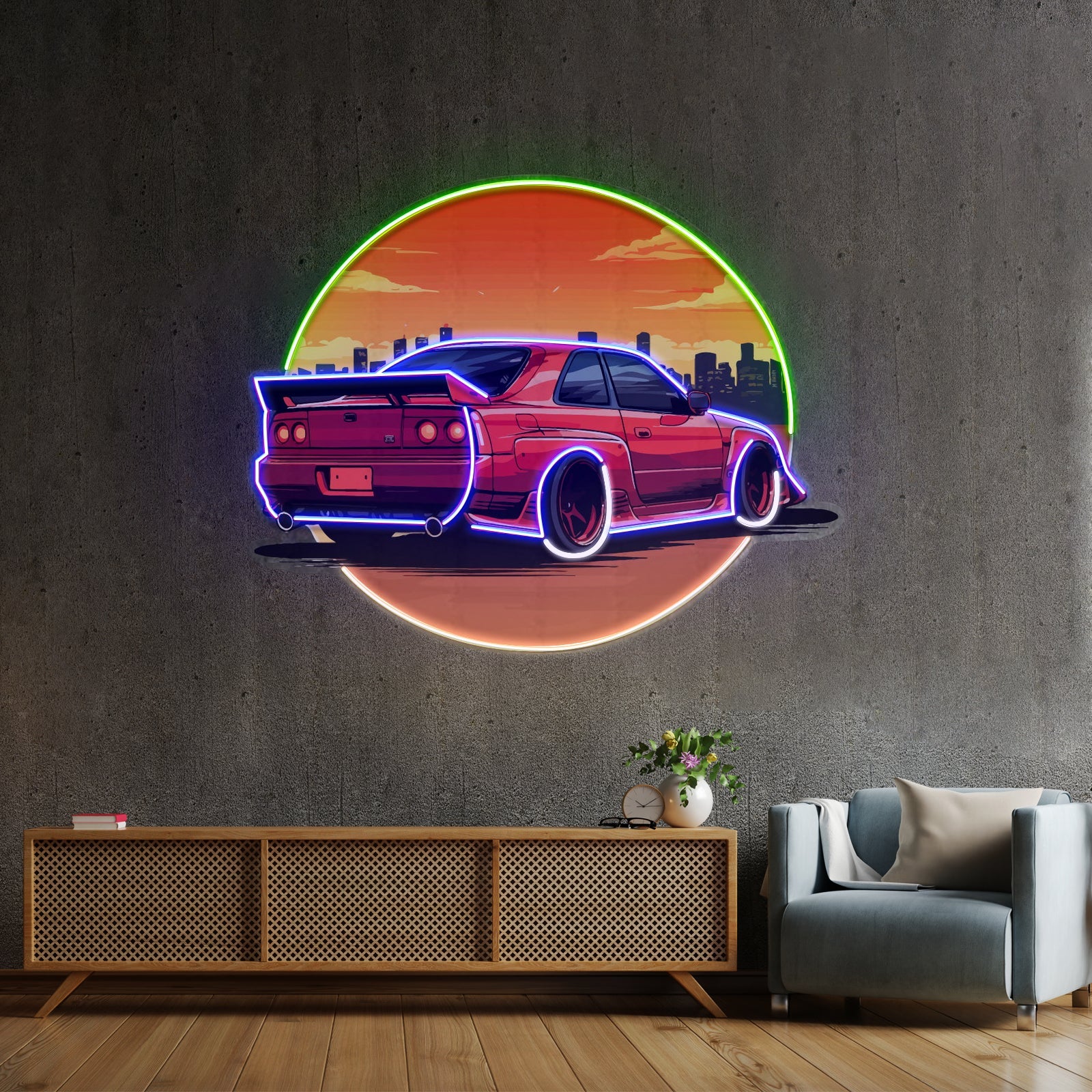 Car With Sunset Led Neon Sign Light Custom Led Signs - Shineneon