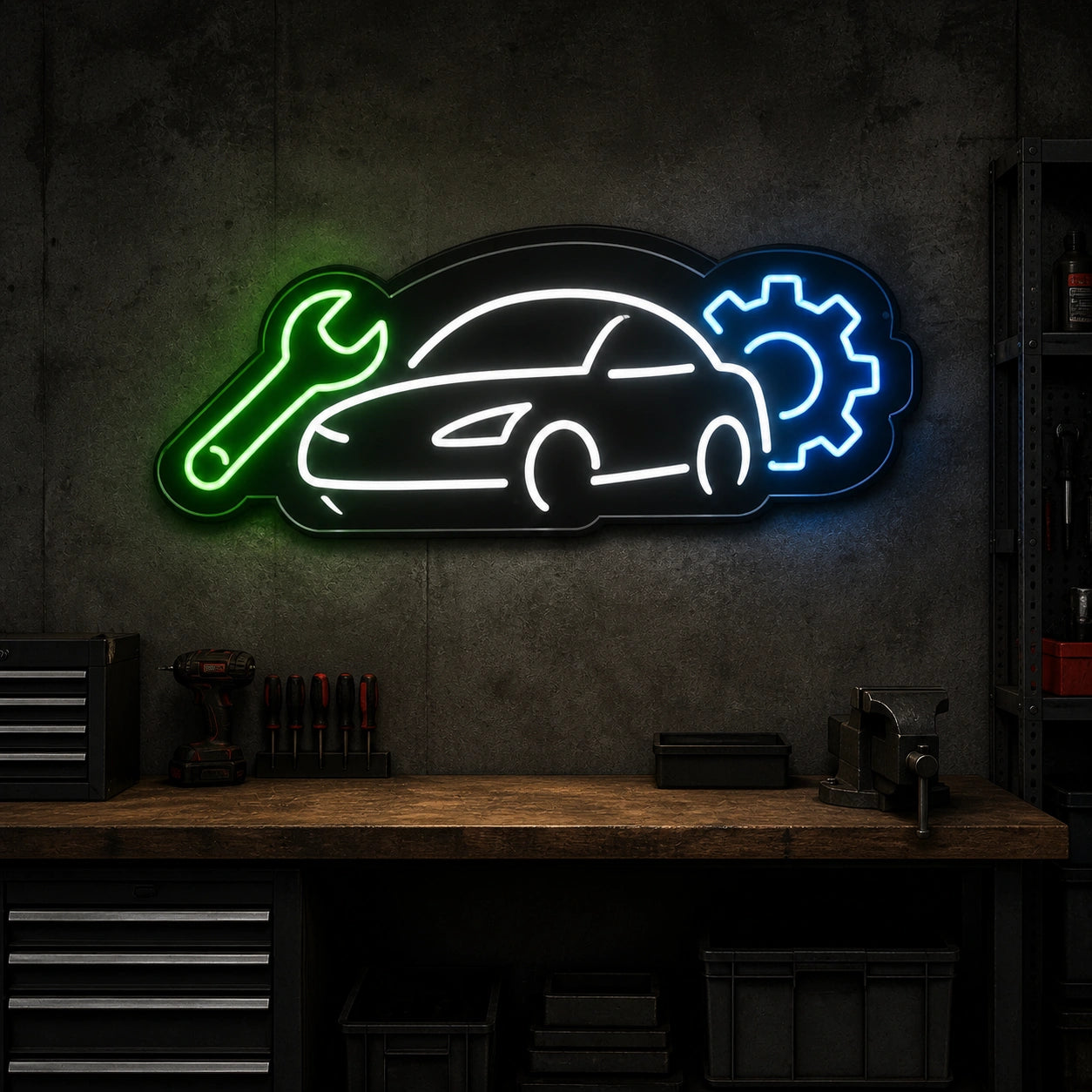 Car Wrench Gear Vintage LED Neon Sign size image