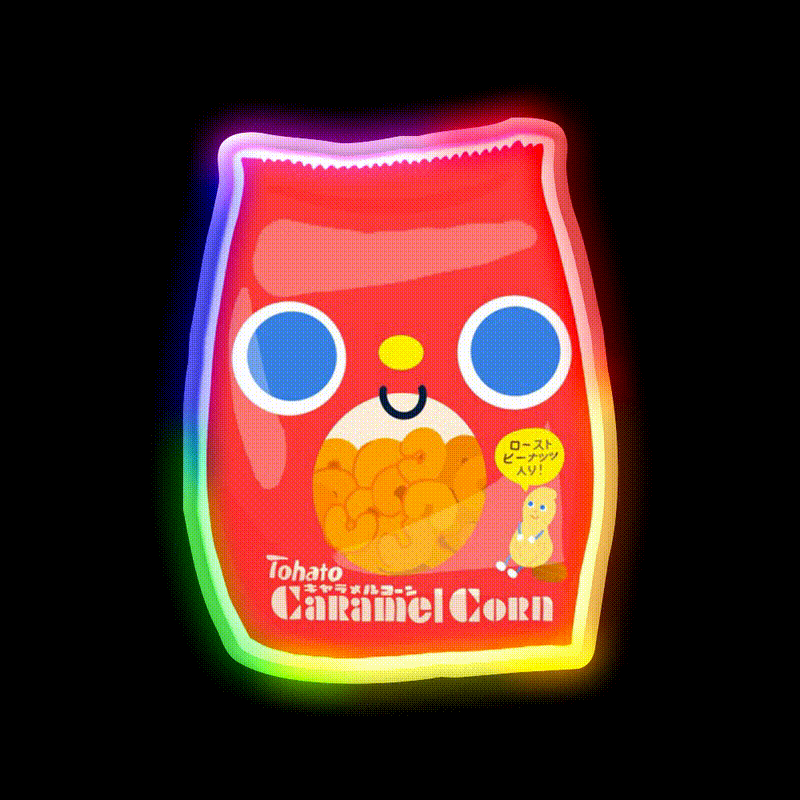 Caramel Corn Snack Food Led Neon Sign Rgb Color - LED neon sign close-up detail