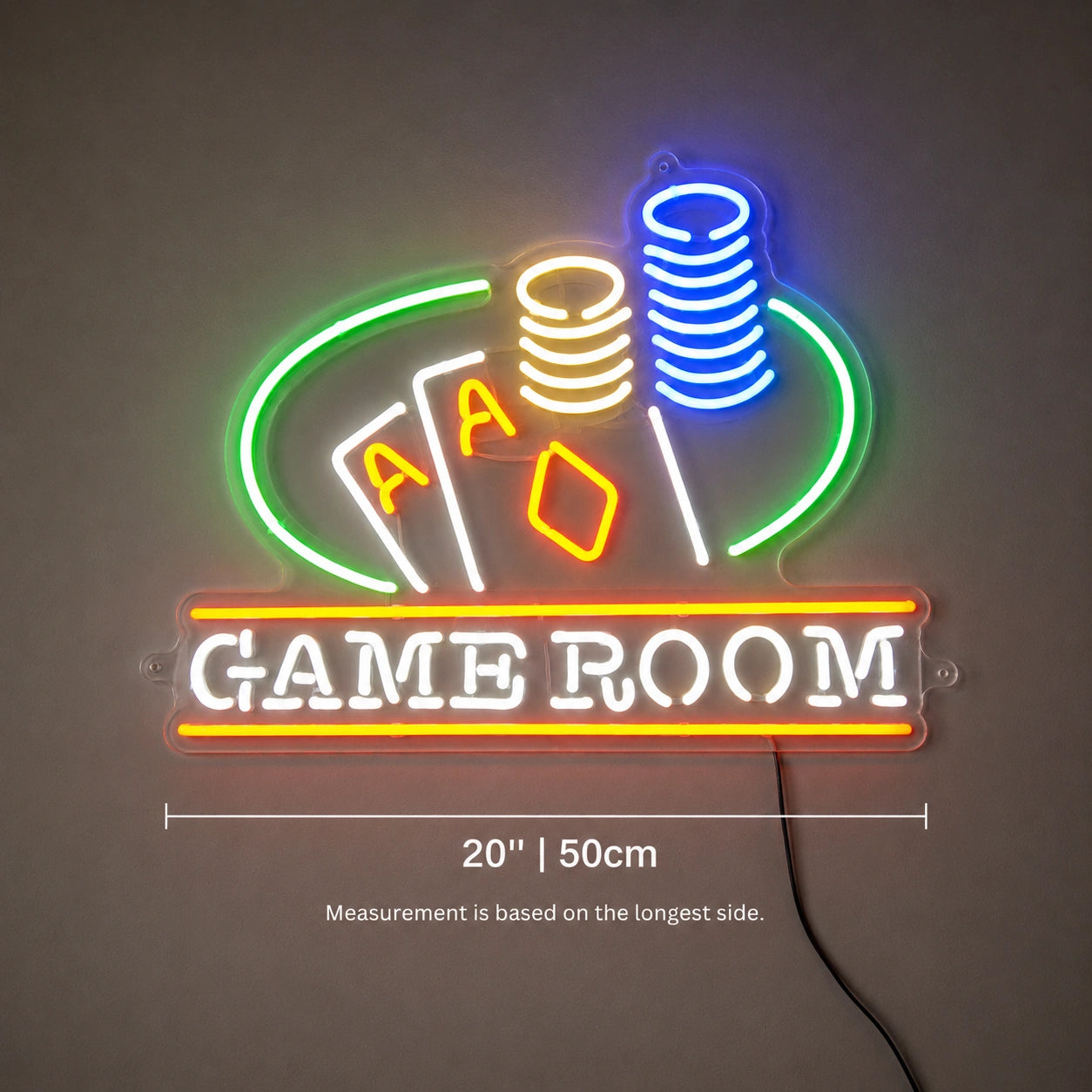 Cards And Chips Game Room Neon Sign LED Neon Sign size image