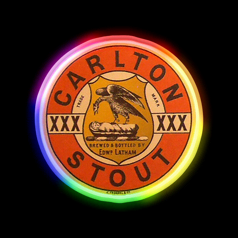 Carlton Stout Vintage Label Beer Bar Decor Led Neon Sign Rgb Color - LED neon sign close-up detail