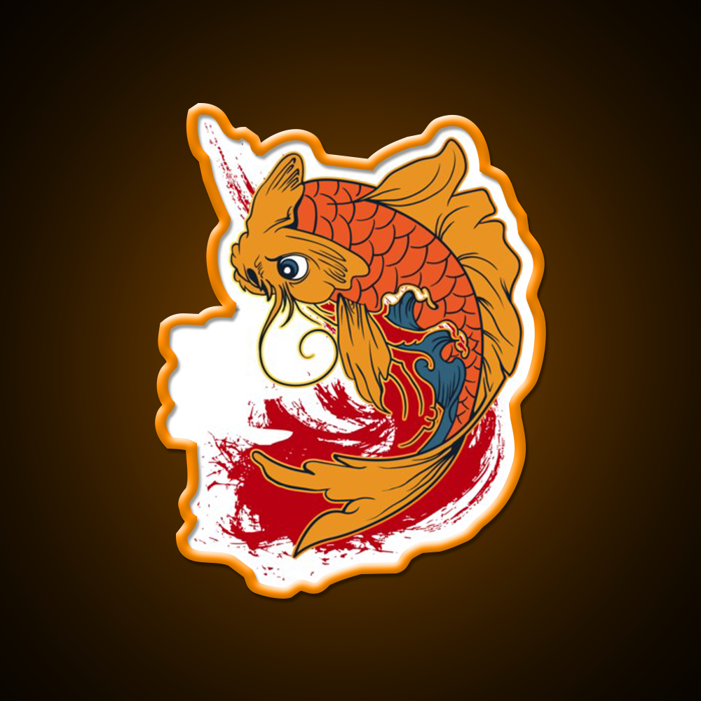 Carp Fish Luck Kanji Writing Led Neon Sign Chinese Food Rgb Color