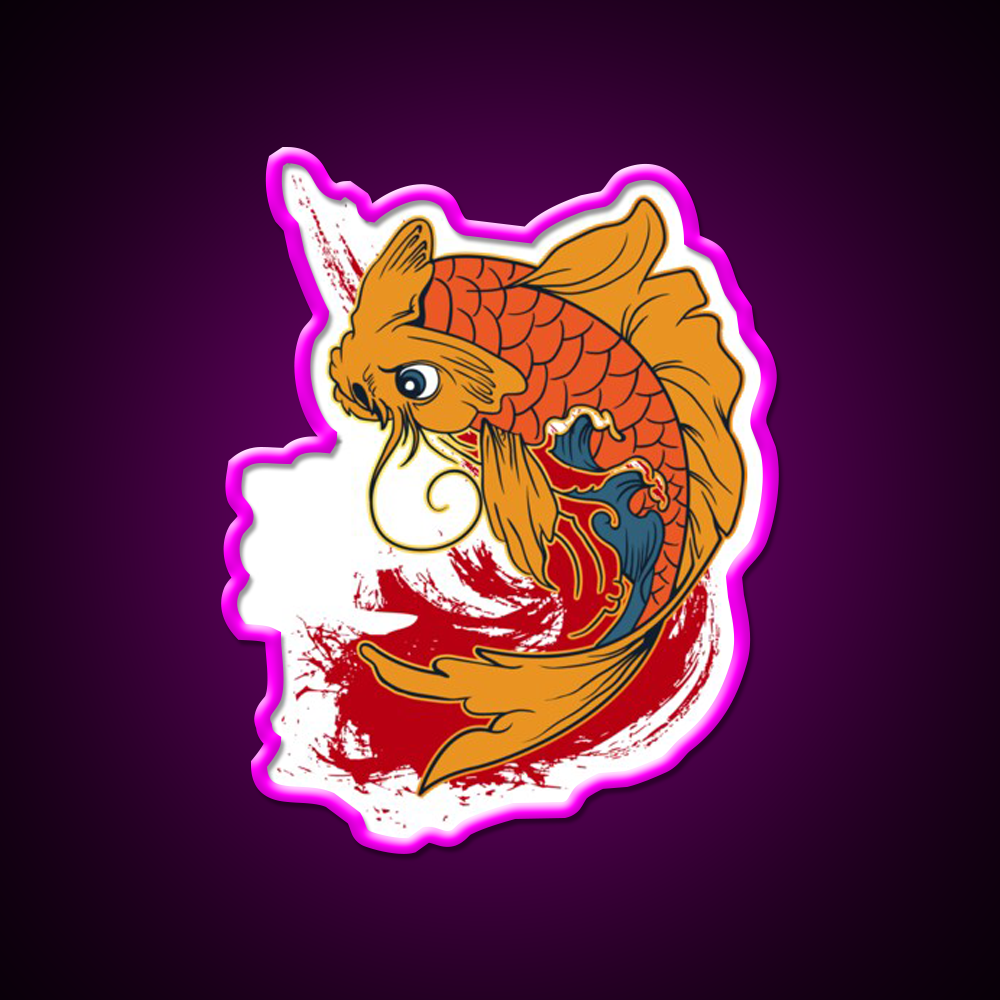 Carp Fish Luck Kanji Writing Led Neon Sign Chinese Food Rgb Color