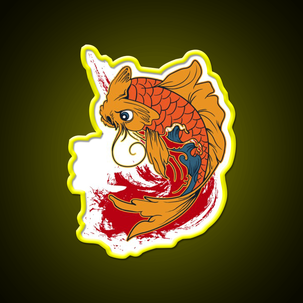 Carp Fish Luck Kanji Writing Led Neon Sign Chinese Food Rgb Color - Shineneon