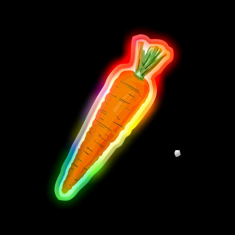 Carrot Snack Food Led Neon Sign Rgb Color - LED neon sign close-up detail