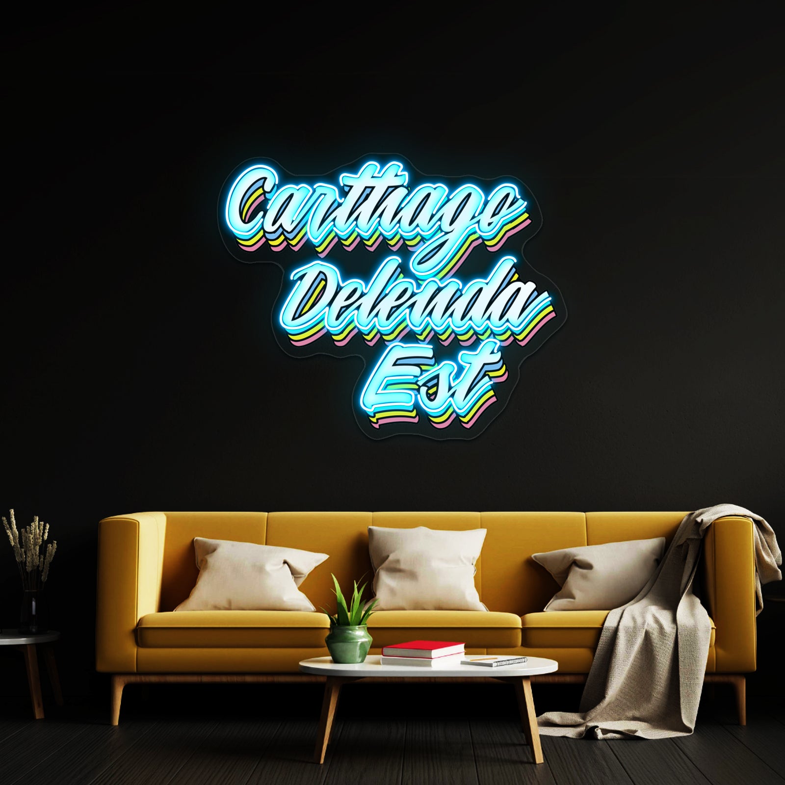 Carthago Delenda Est Pop Latin Artwork Business Neon Sign