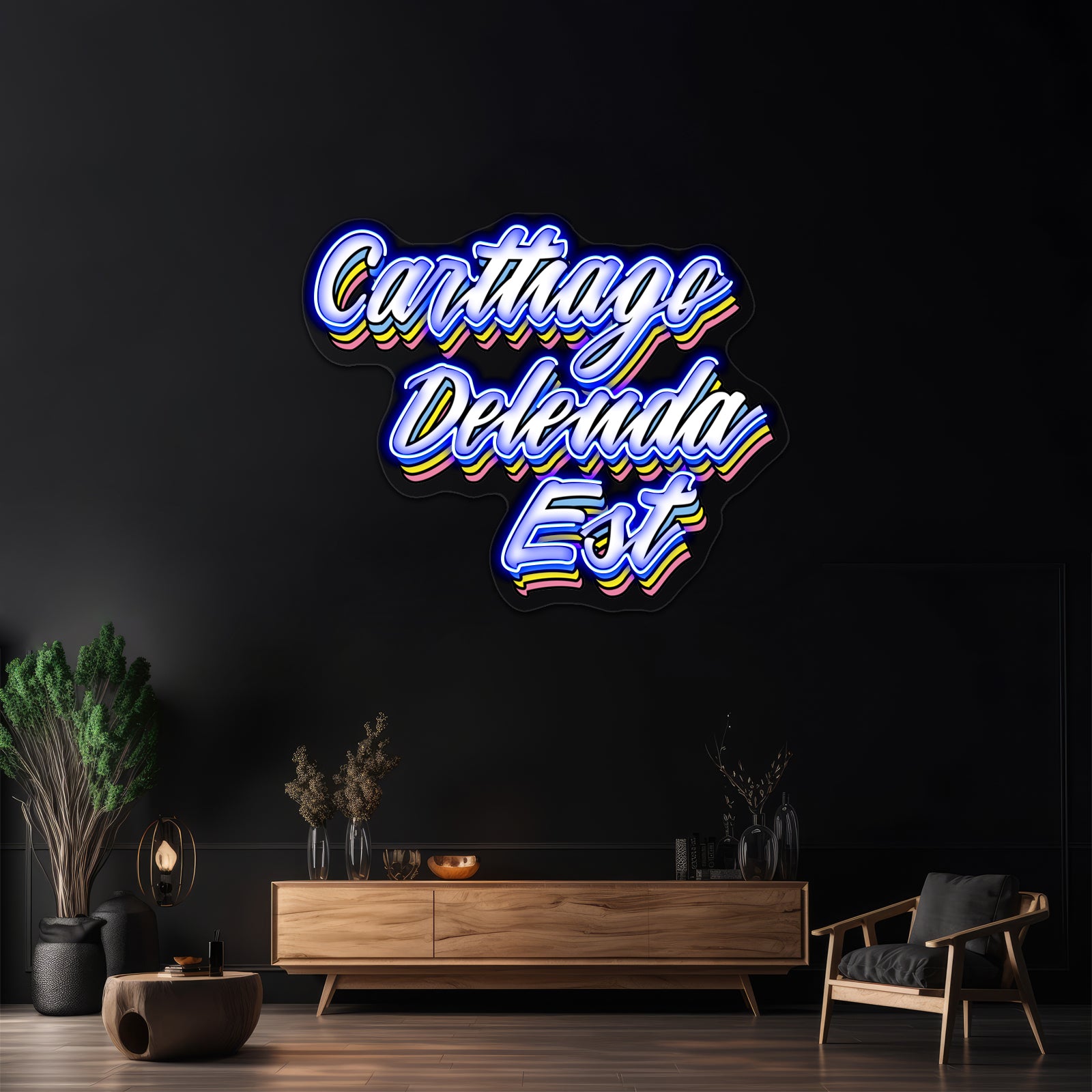 Carthago Delenda Est Pop Latin Artwork Business Neon Sign