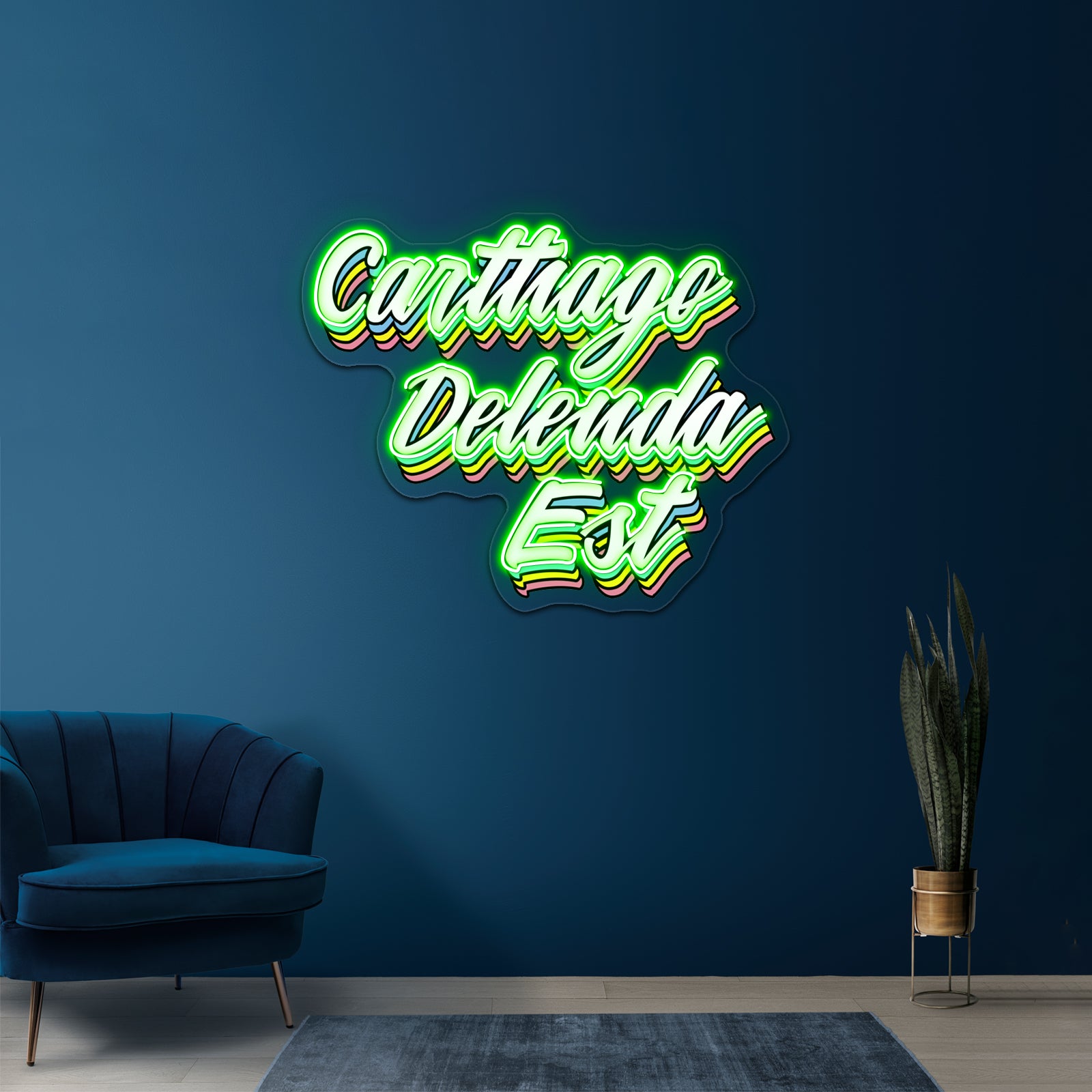 Carthago Delenda Est Pop Latin Artwork Business Neon Sign