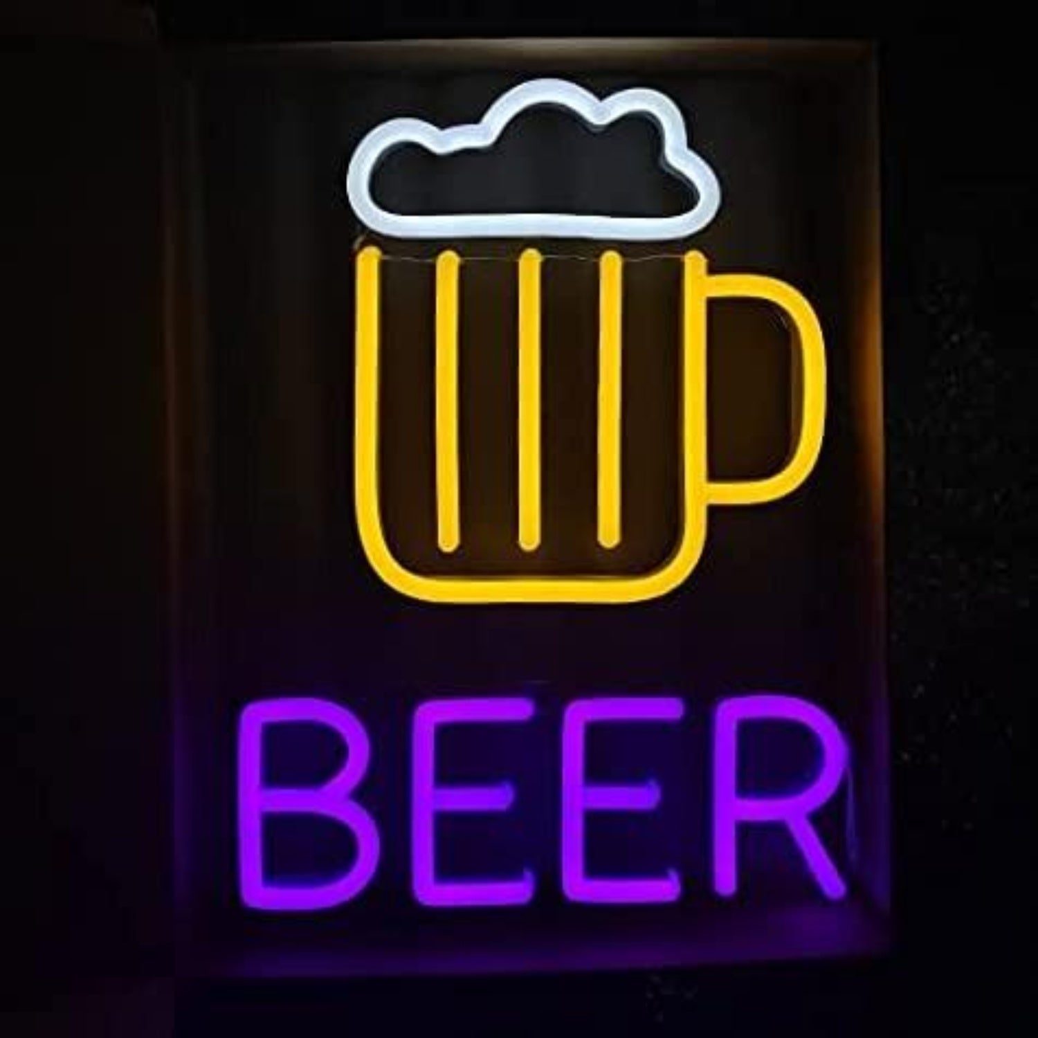 Cartoon Beer Mug With White Foam And Purple Beer Led Neon Sign For Bar Decor | Shineneon