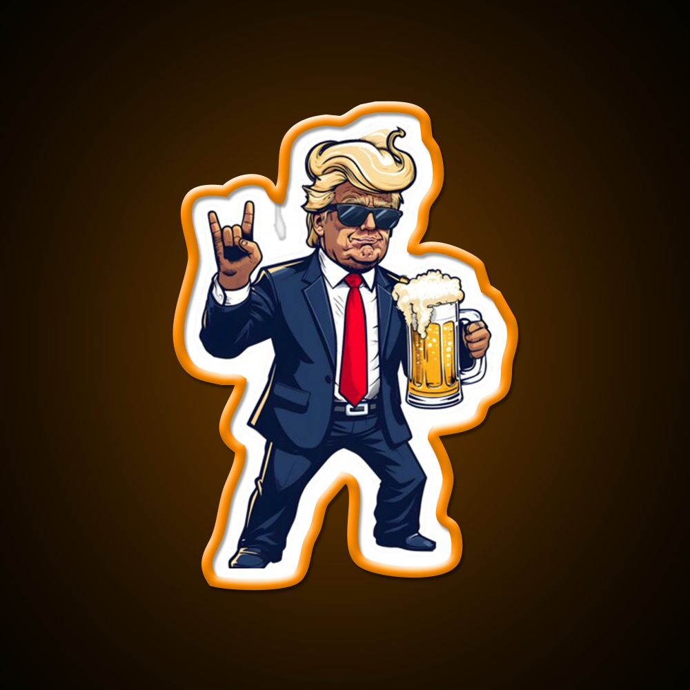 Cartoon Donald In Dynamic Pose With Beer Mug Bar Decor Led Neon Sign Rgb Color - LED neon sign view 6