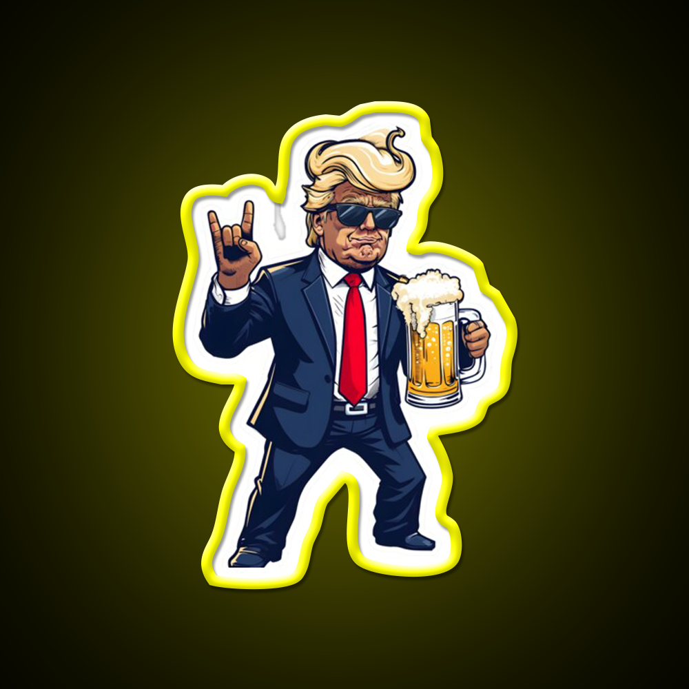 Cartoon Donald In Dynamic Pose With Beer Mug Bar Decor Led Neon Sign Rgb Color - LED neon sign view 7