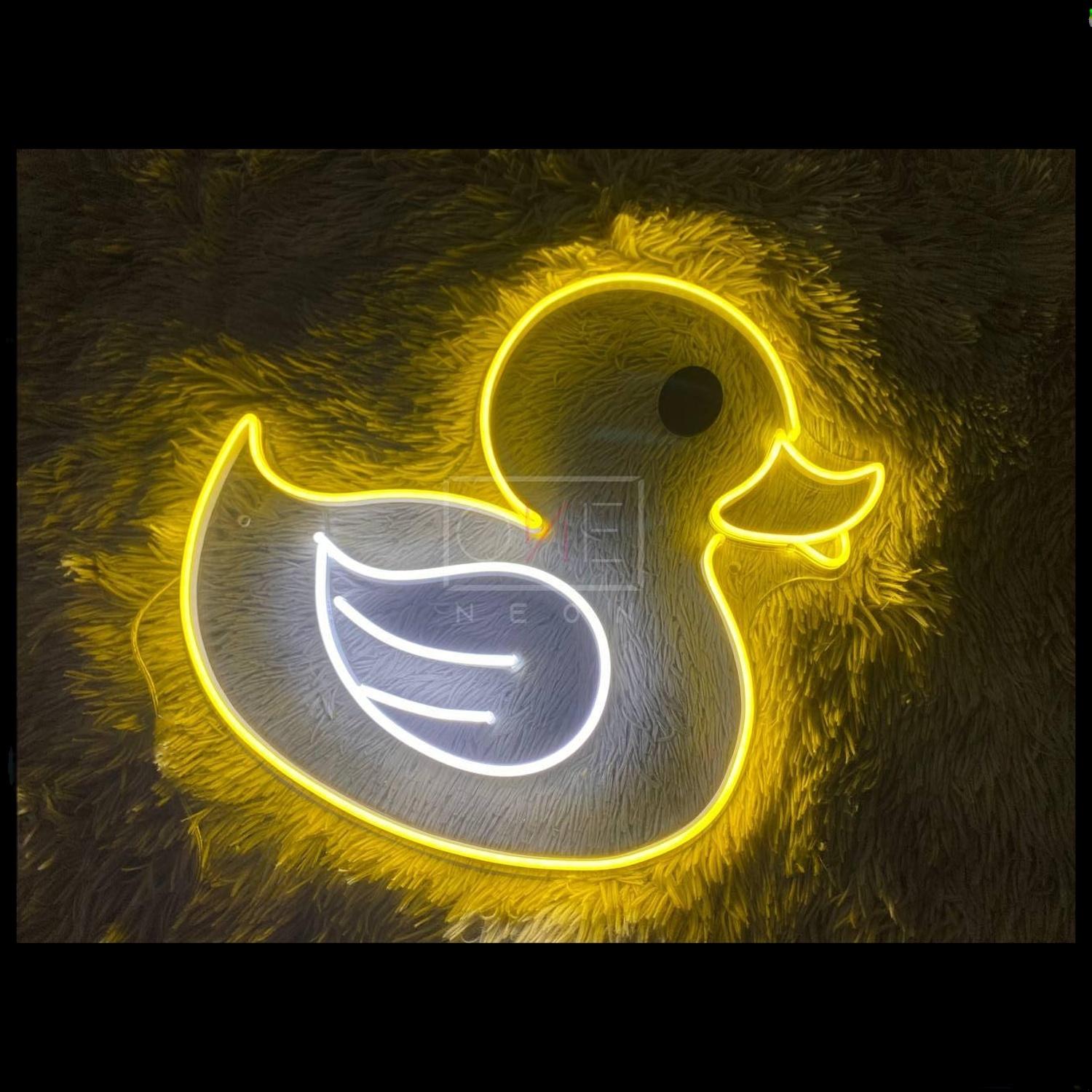 Cartoon Duck Yellow-White Led Neon Sign For Kids Room Cafe Decor | Shineneon