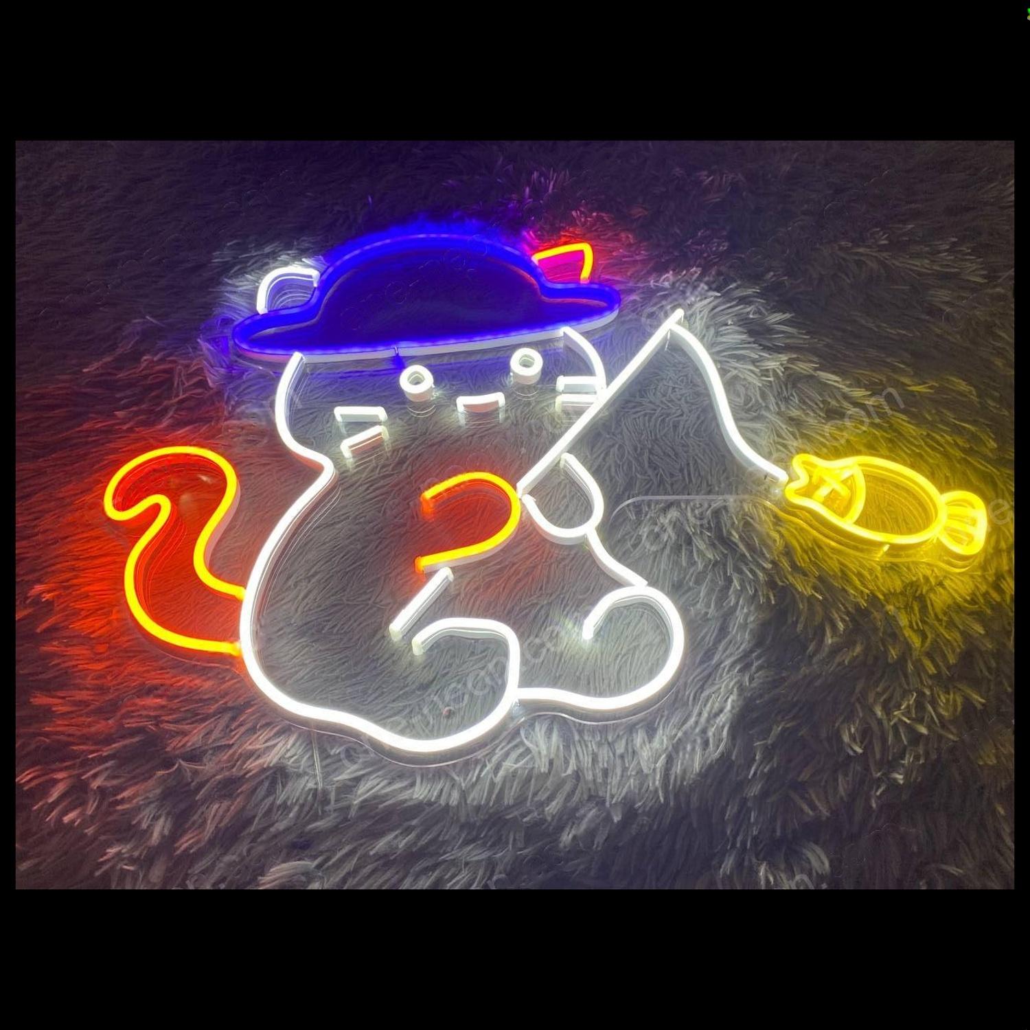Cartoon Fishing Cat Multi-Color Led Neon Sign For Home Decor | Shineneon