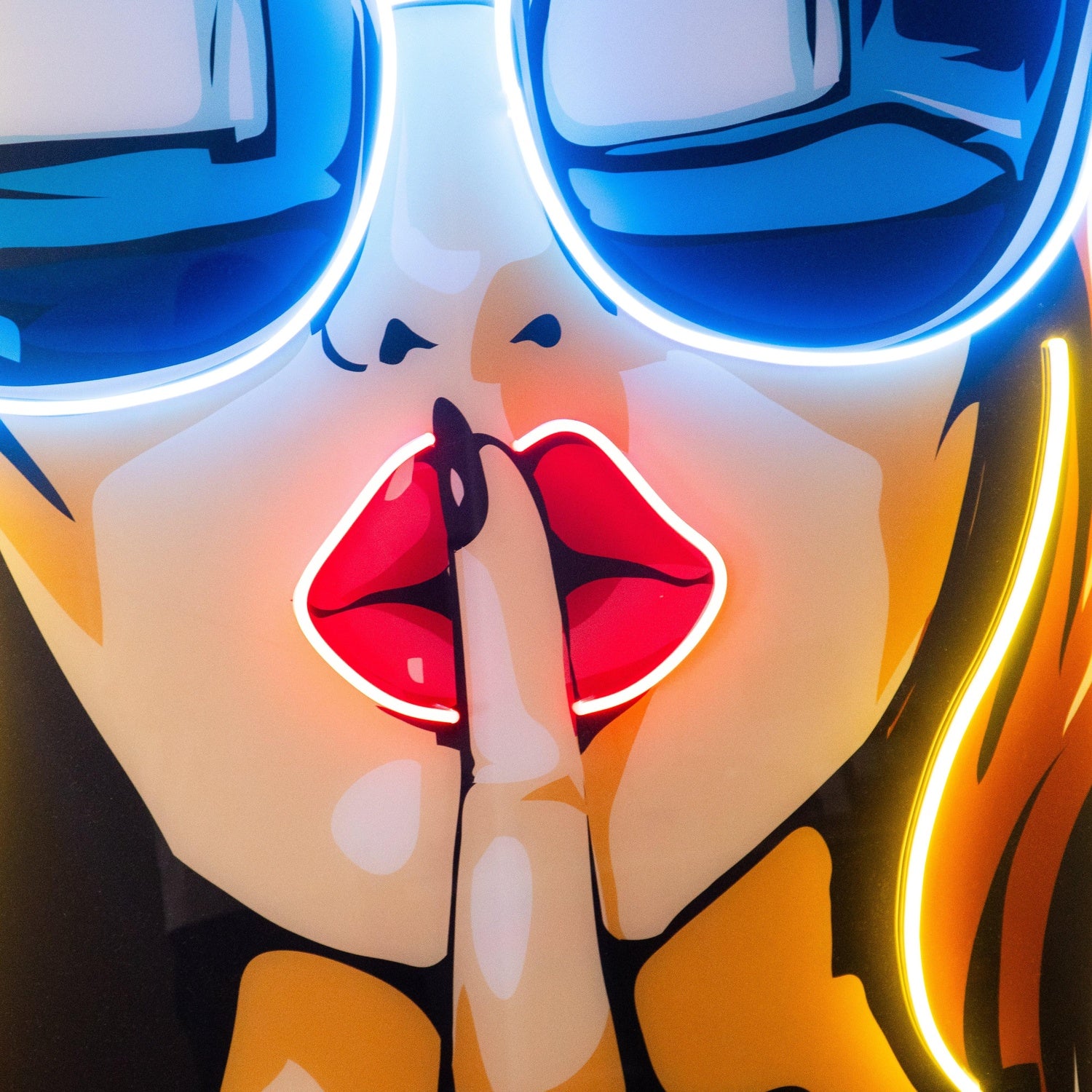 Cartoon Girl In Yellow Sunglasses Smoking Uv Printed Led Neon Sign For Home Bar Decor | Shineneon