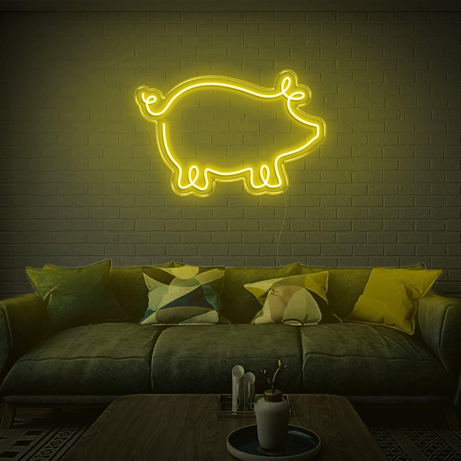 Cartoon Pig Led Neon Sign Light Blue Home Living Room Wall Decor | Shineneon