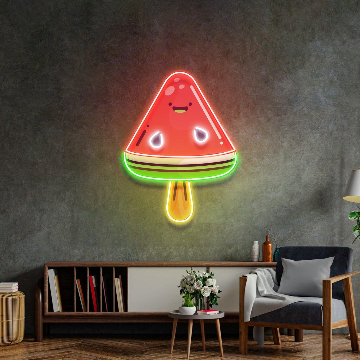 Cartoon Watermelon Popsicle Uv Printed Led Neon Sign For Indoor Decor | Shineneon