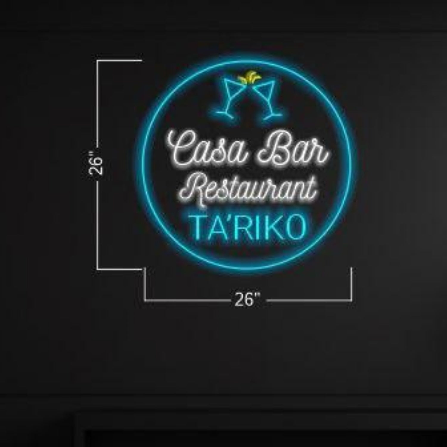 Casa Bar Tariko Blue Circle White Yellow Cocktail Led Neon Sign For Wall Decor | Shineneon