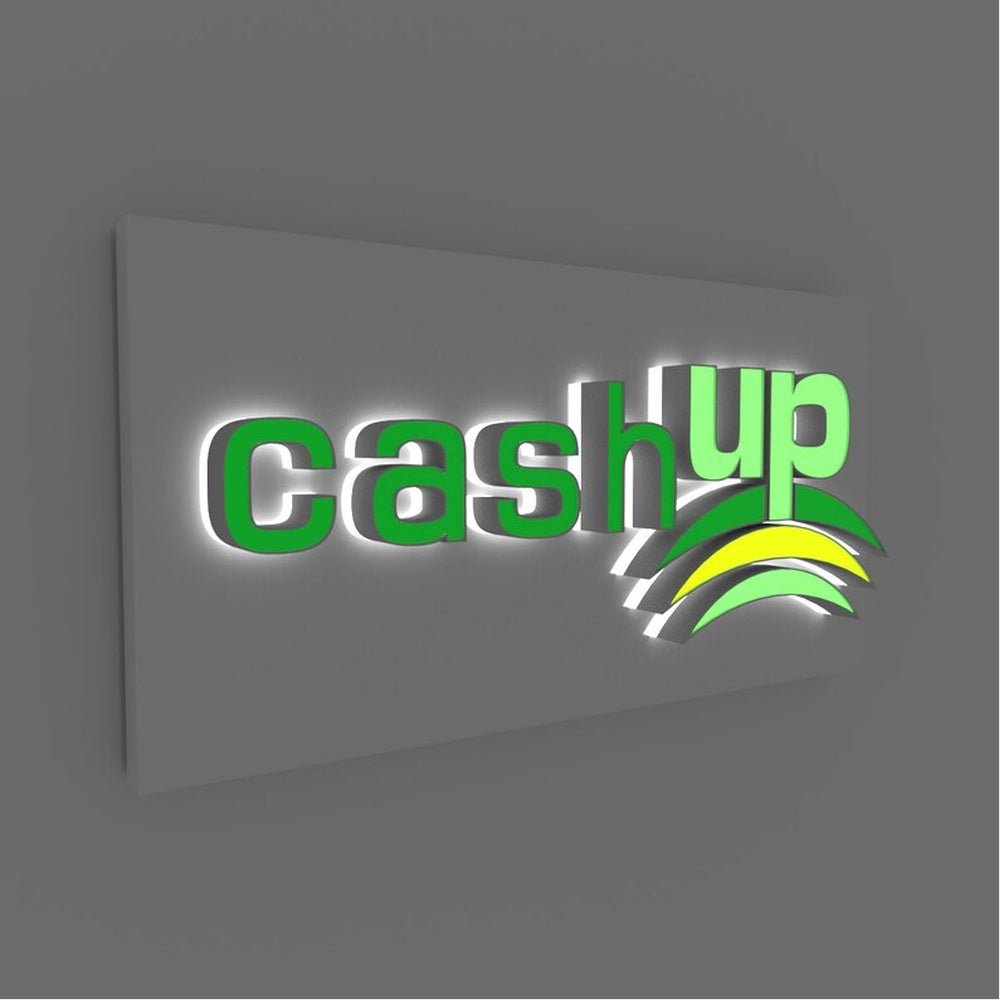 Cash Up 3D Frontlit And Backlit Channel Letter Led Light Sign - Shineneon