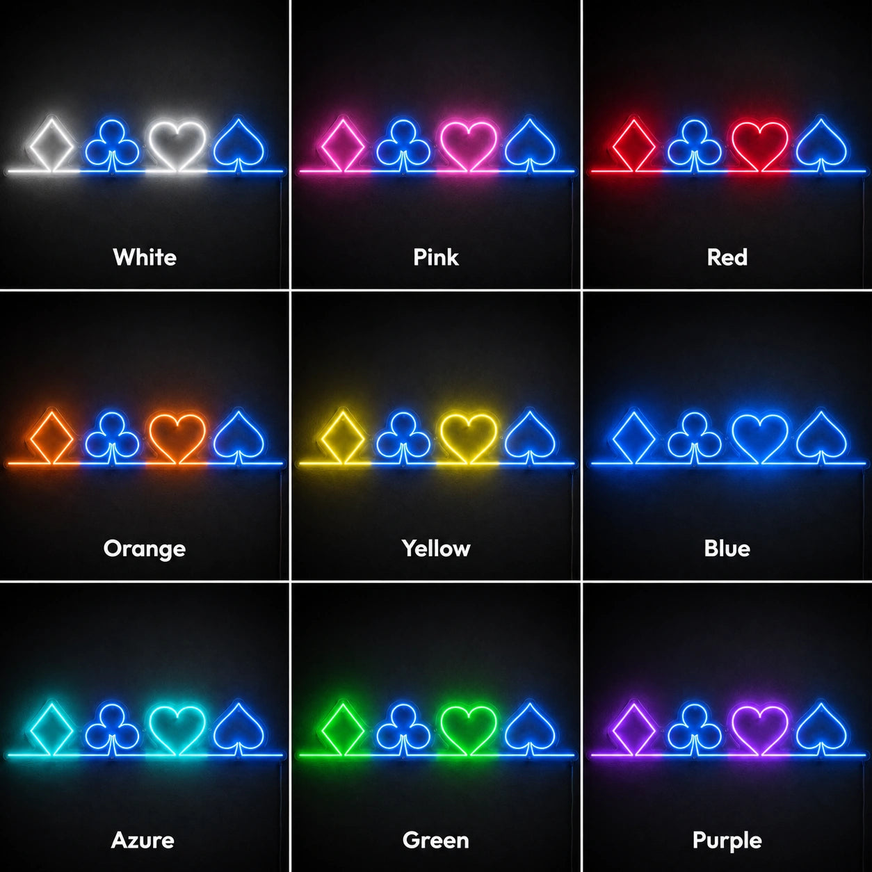 Casino Suit Line Neon Sign LED Neon Sign color grid