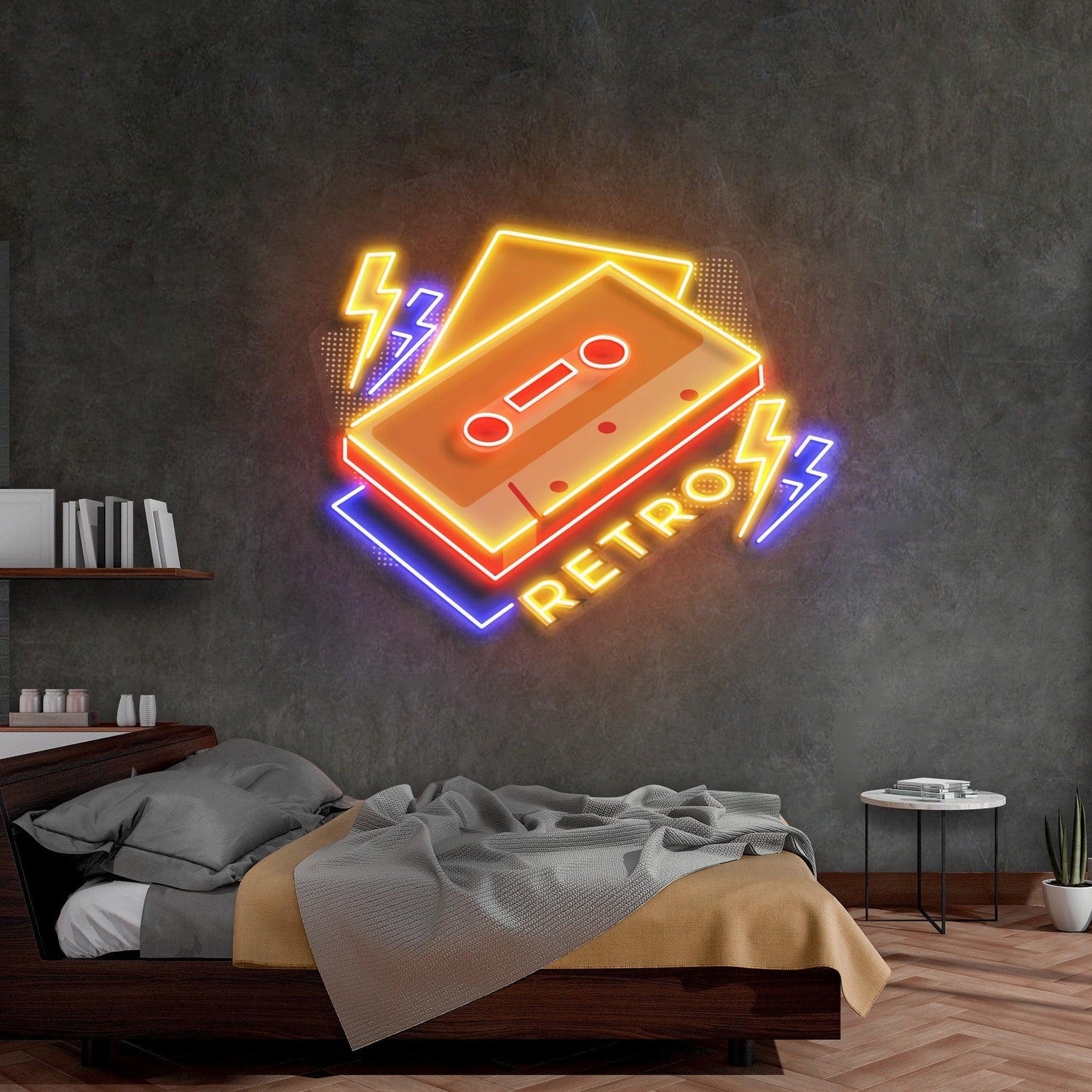 Cassette Heart Face Uv Printed Led Neon Sign Retro Home Wall Art | Shineneon