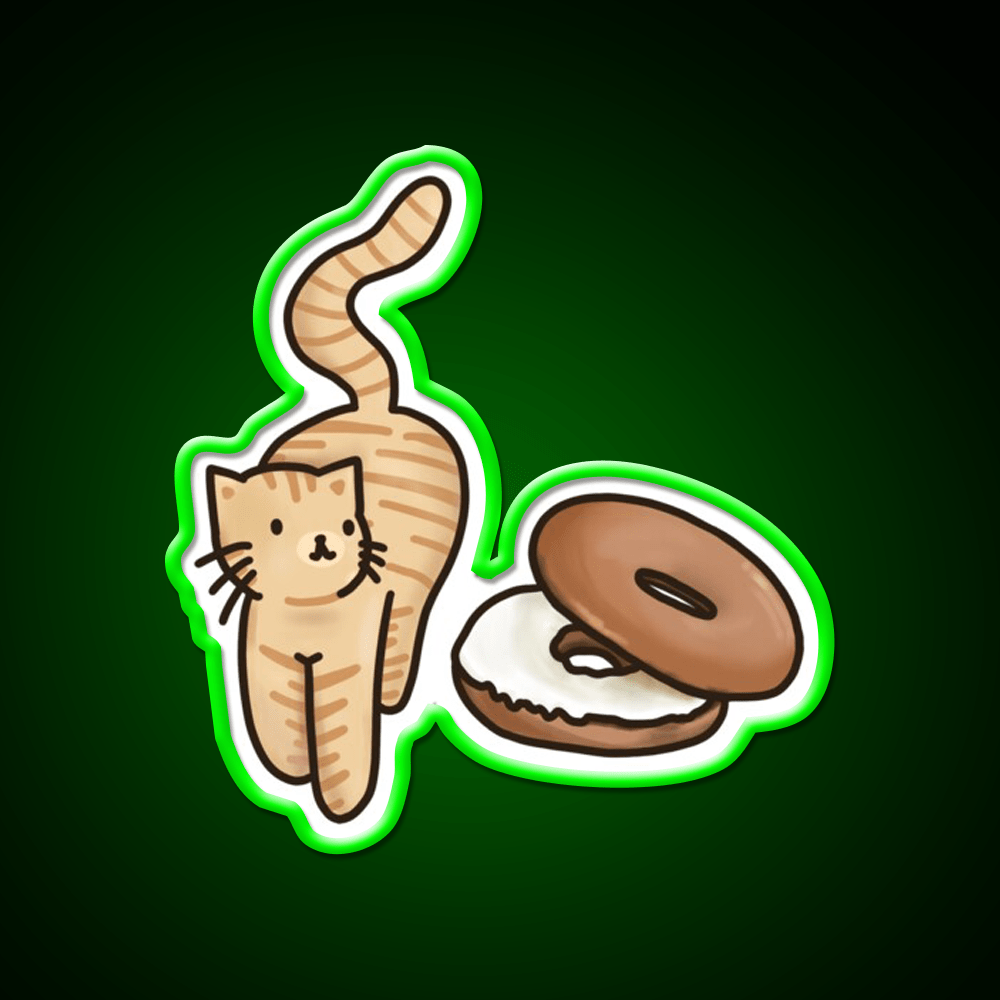 Cat And Bagel Snack Food Led Neon Sign Rgb Color - Shineneon