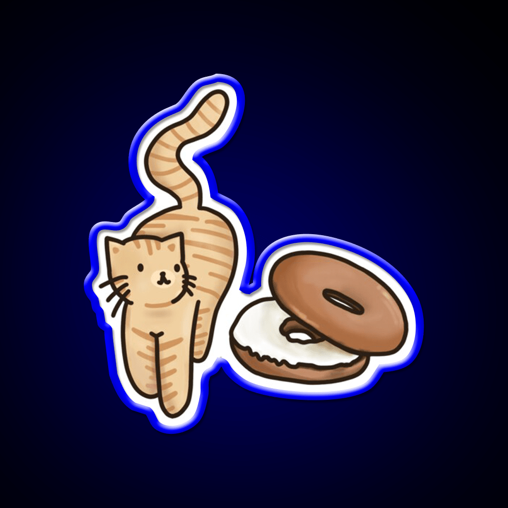 Cat And Bagel Snack Food Led Neon Sign Rgb Color - Shineneon