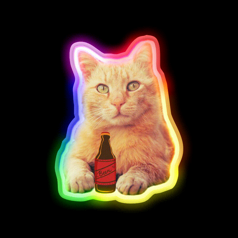 Cat And Beer Bar Decor Led Neon Sign Rgb Color - LED neon sign close-up detail