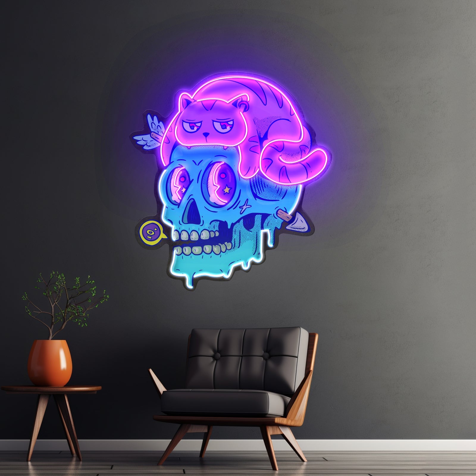 Cat And Skull Led Neon Sign Light Custom Led Signs - Shineneon