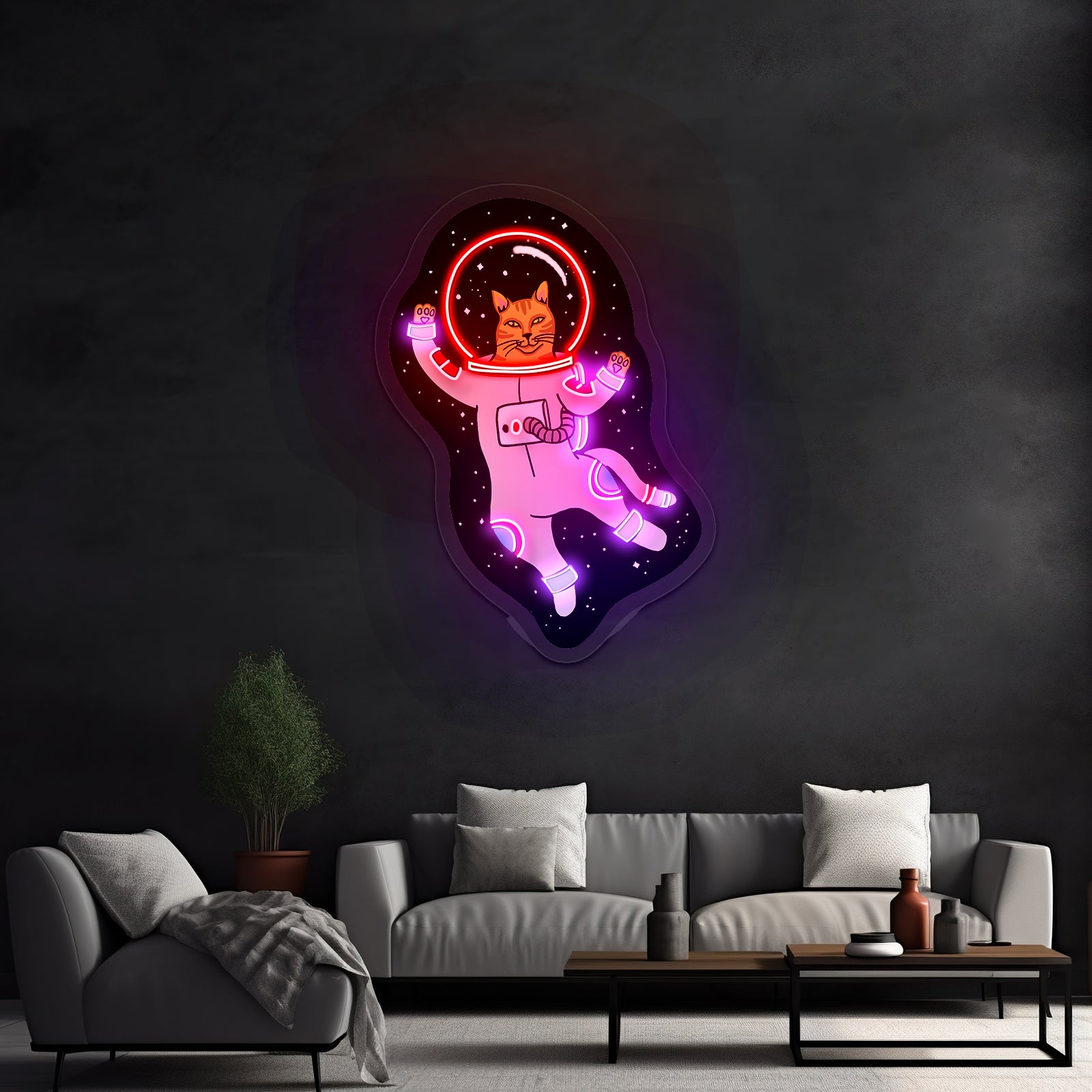 Cat Astronaut Funny Neon Signs